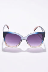 Women Black Lens Blue Cateye Sunglasses