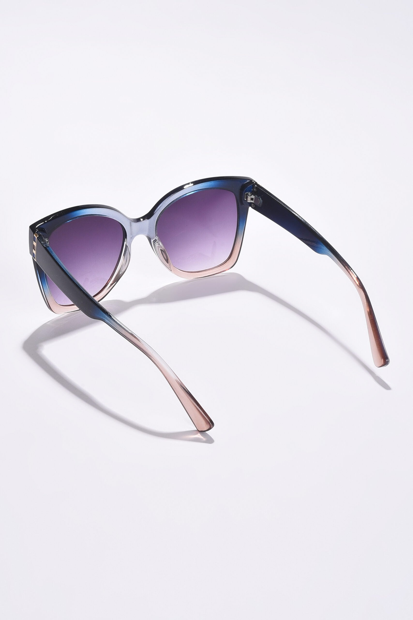 Women Black Lens Blue Cateye Sunglasses