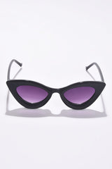 Women Purple Lens Black Cateye Sunglasses