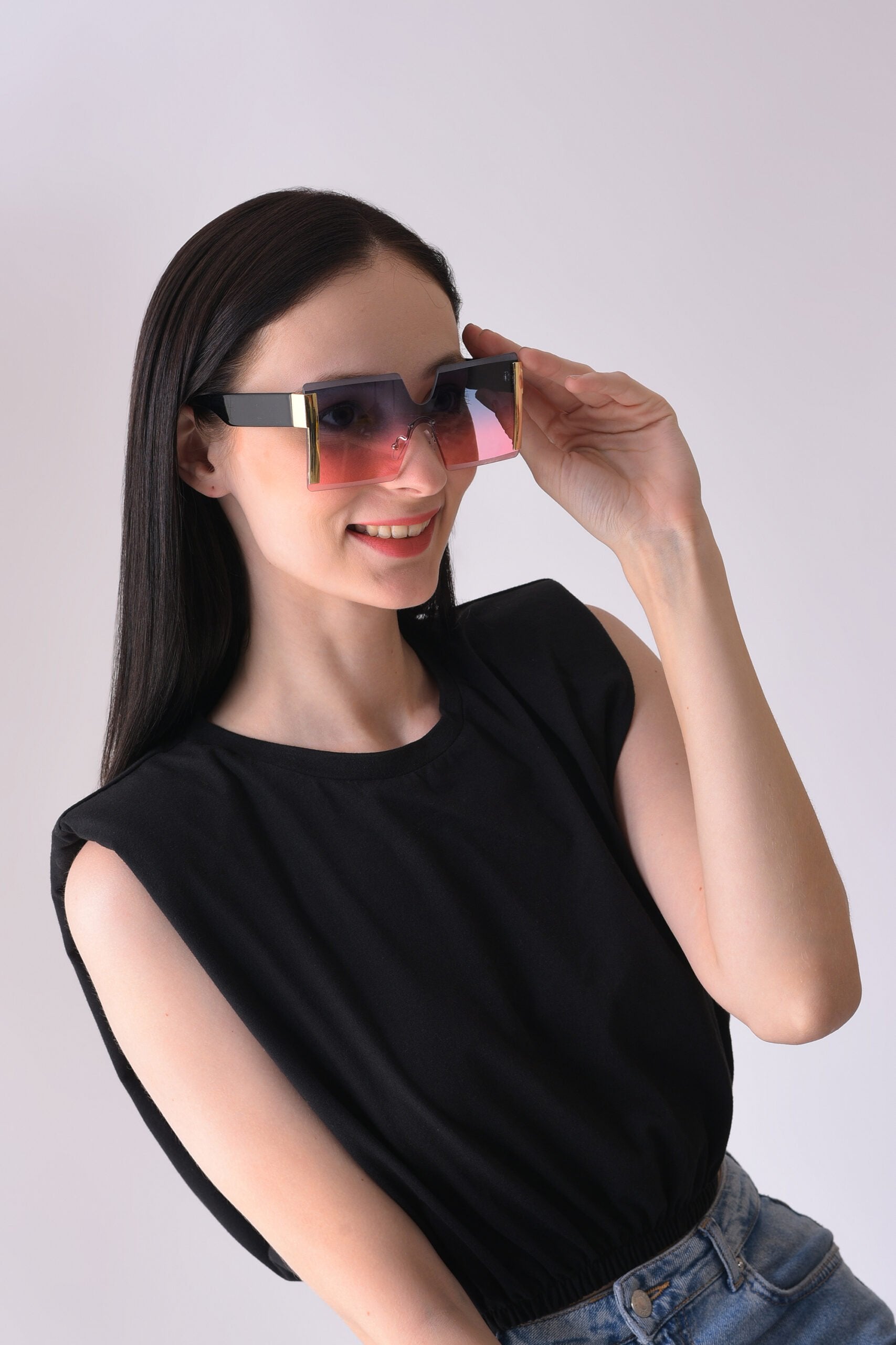 Women Blue Lens Blue Oversized Sunglasses