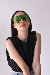 Women Green Lens Green Oversized Sunglasses