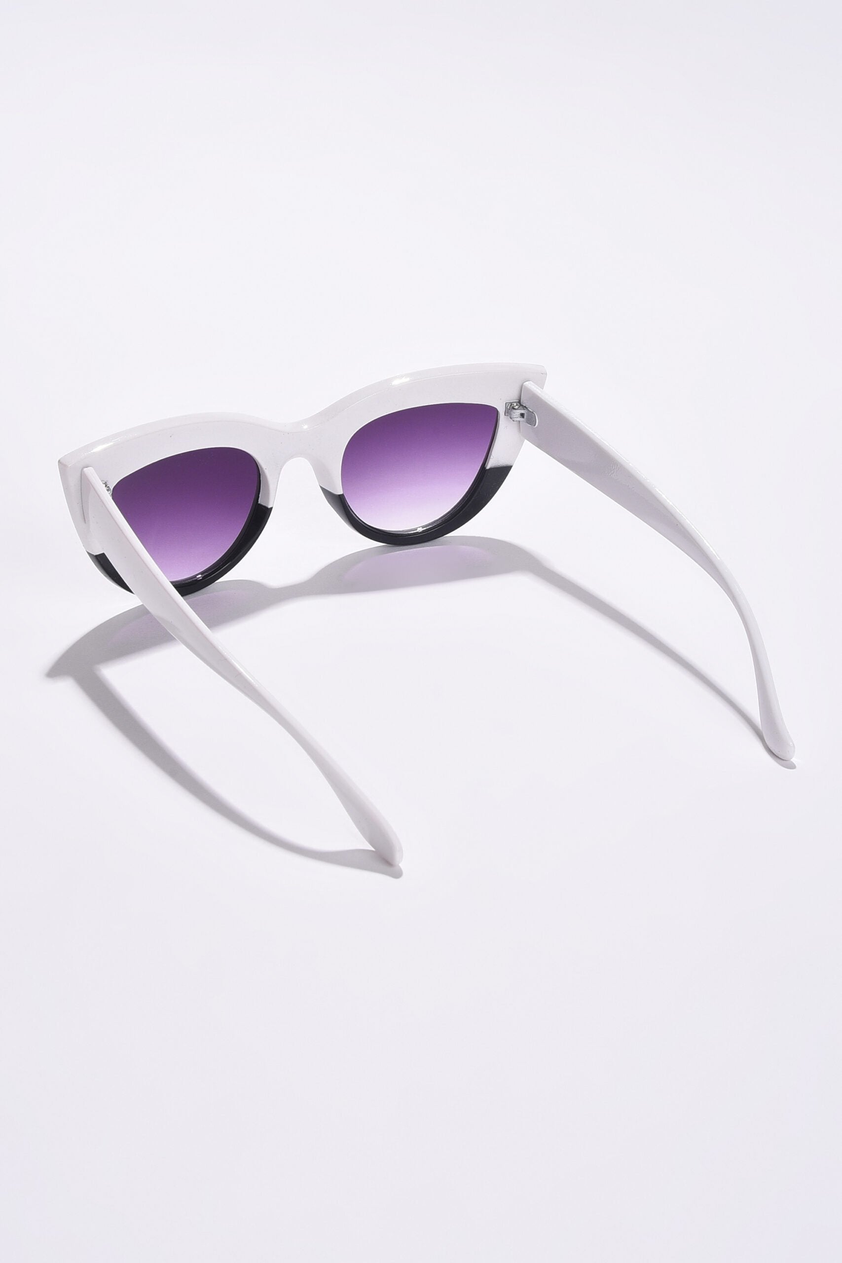 Women Purple Lens White Cateye Sunglasses