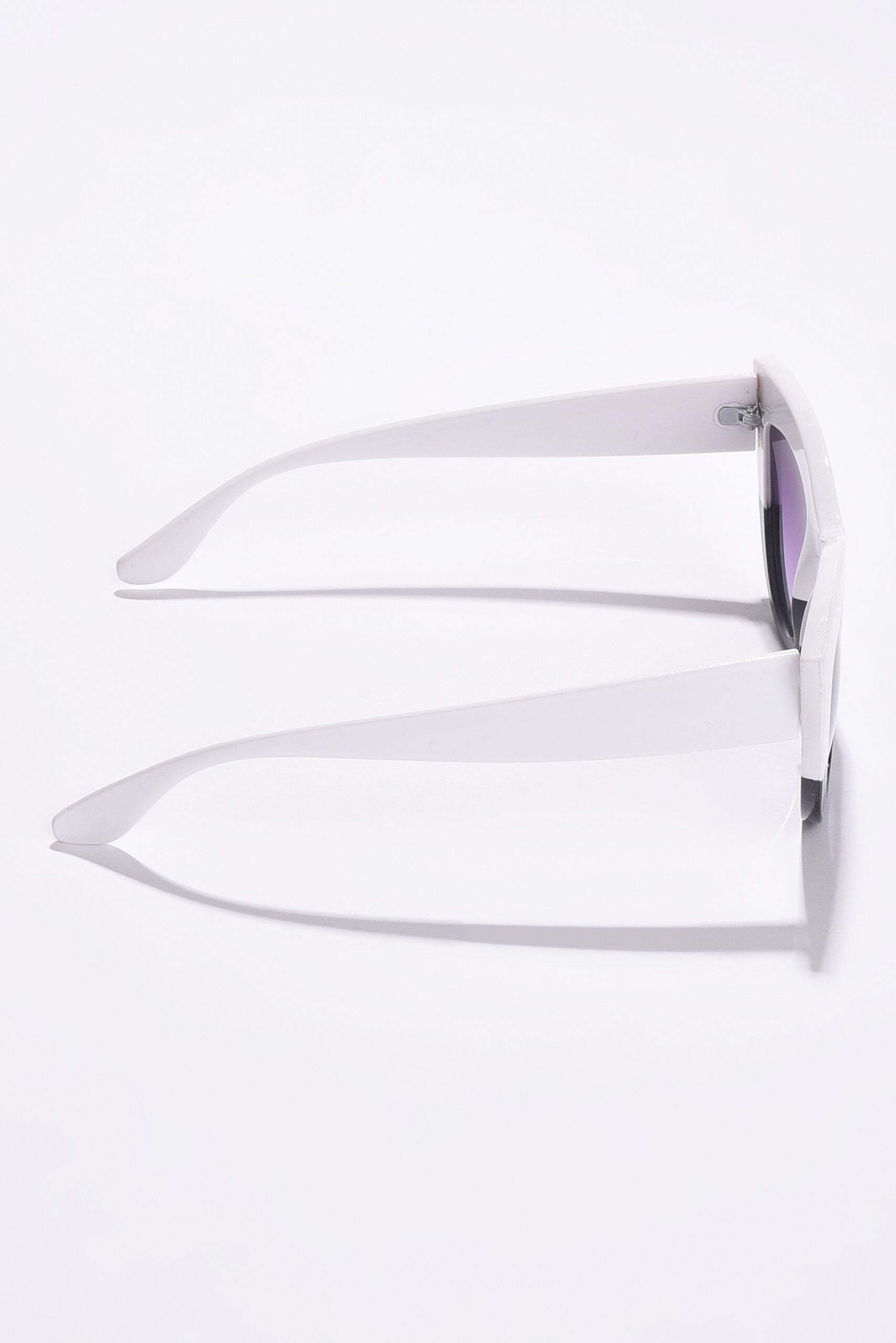 Women Purple Lens White Cateye Sunglasses