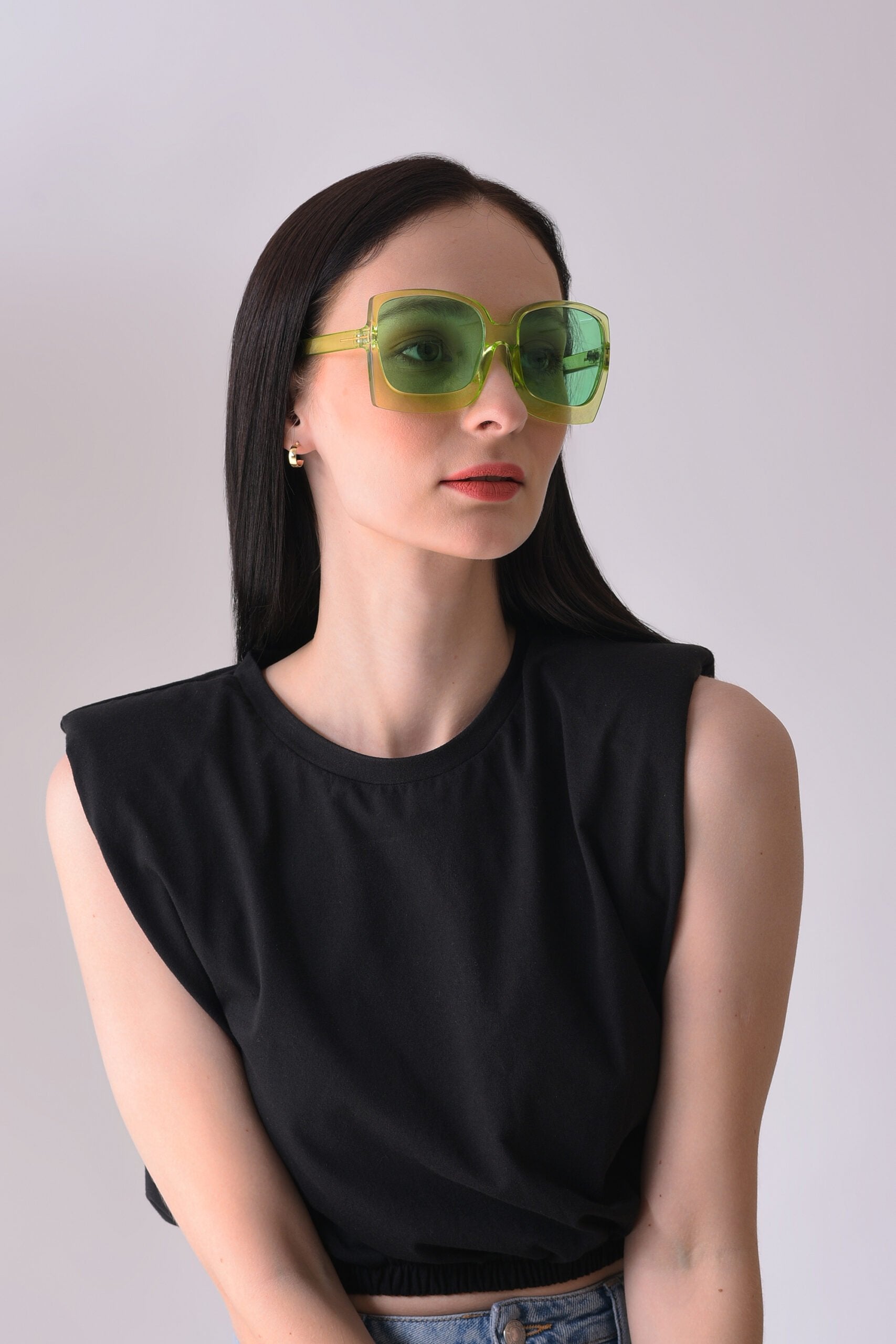 Women Green Lens Green Oversized Sunglasses