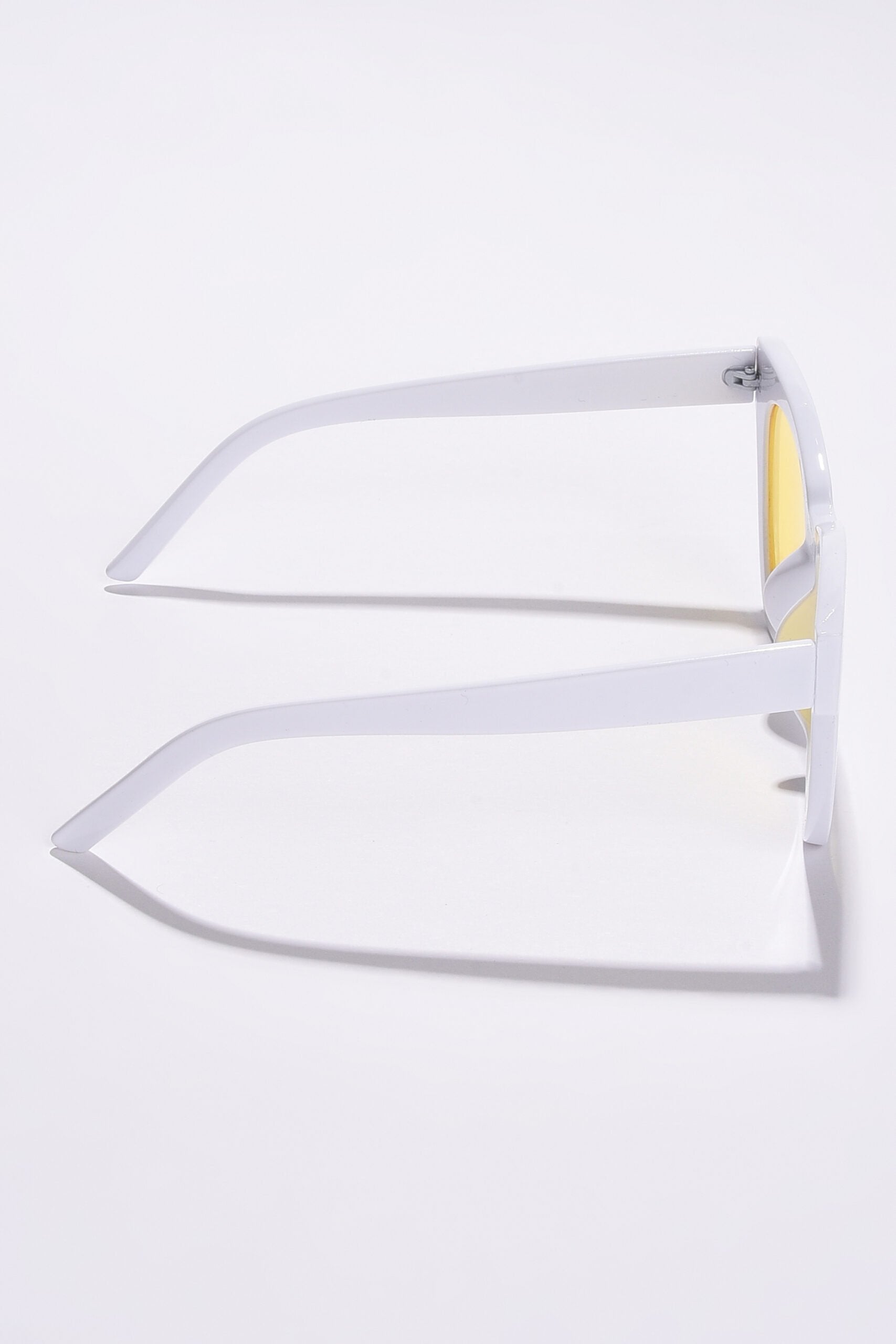 Women Yellow Lens White Cateye Sunglasses