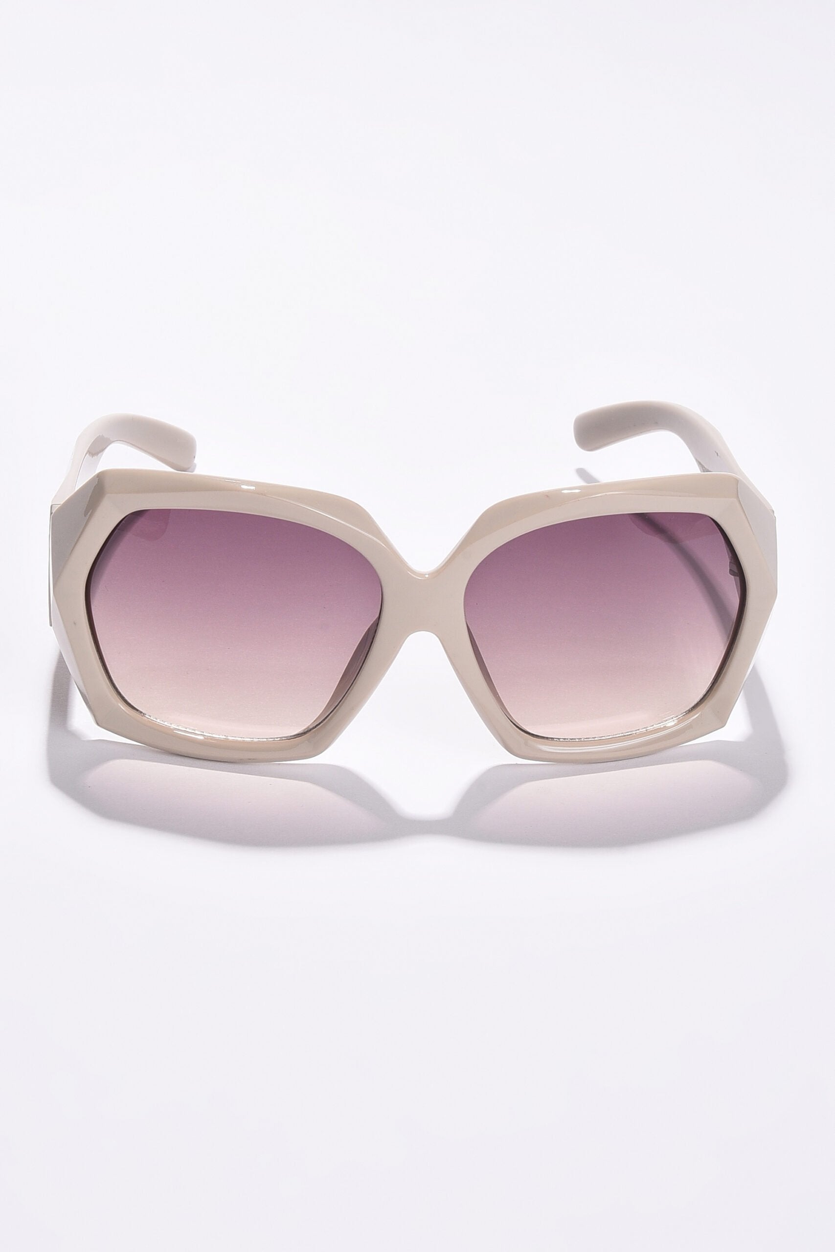 Women Purple Lens White Oversized Sunglasses