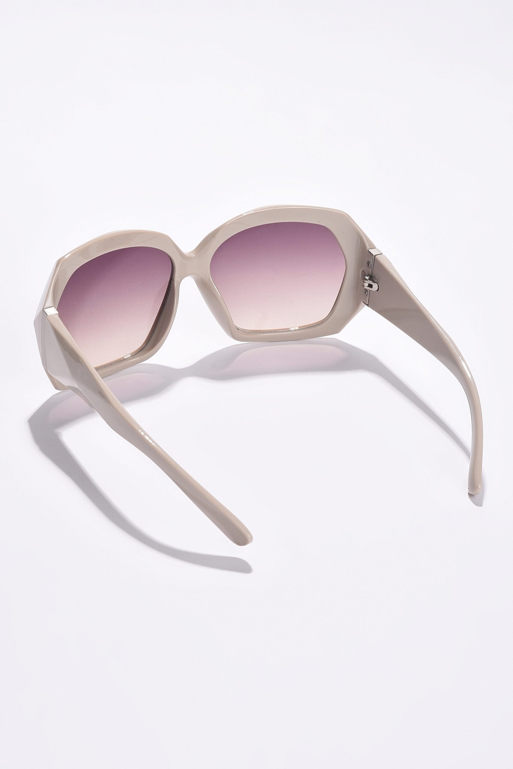 Women Purple Lens White Oversized Sunglasses