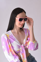 Women Black Lens Pink Wayfarer Sunglasses