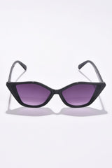 Women Purple Lens Black Cateye Sunglasses