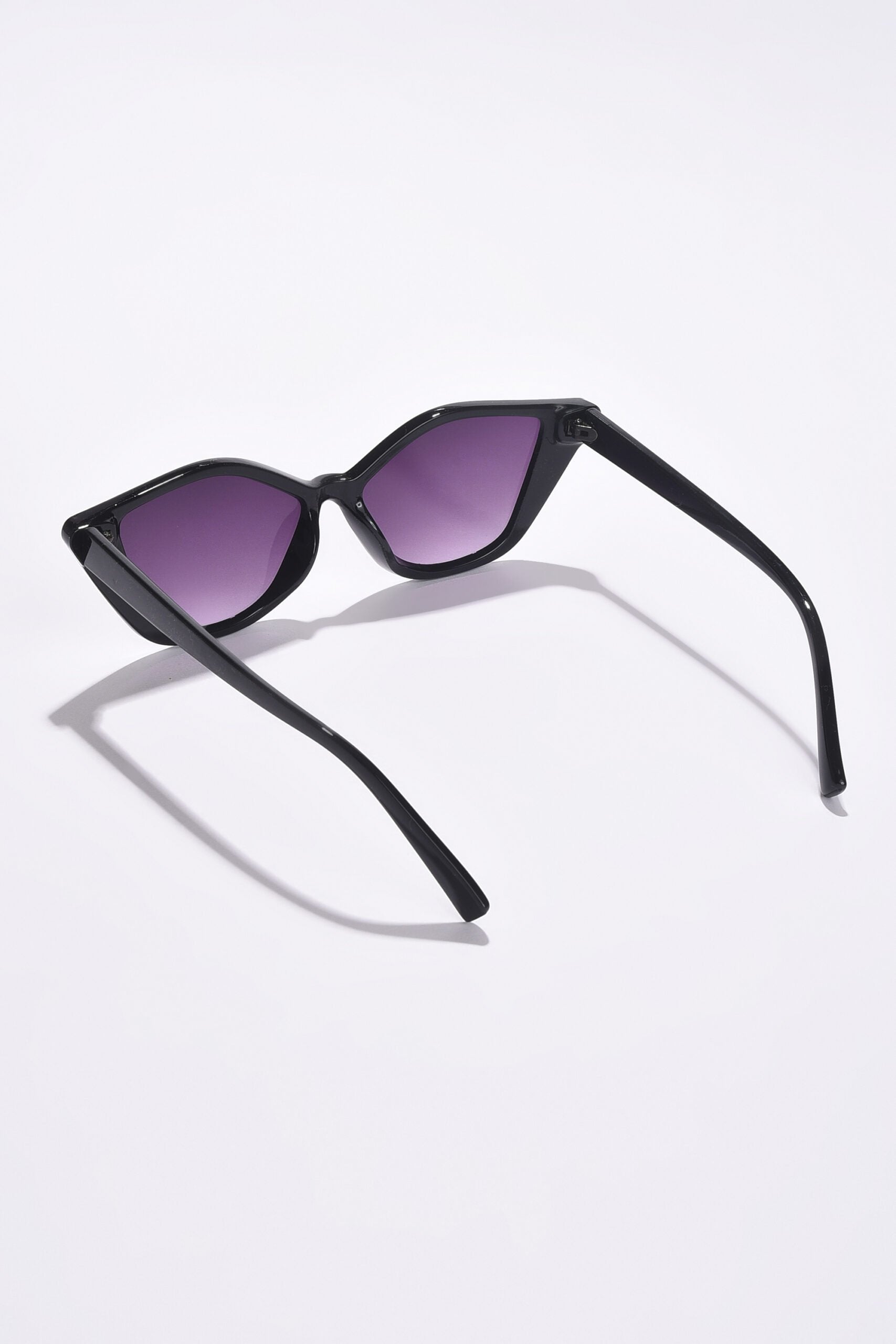 Women Purple Lens Black Cateye Sunglasses