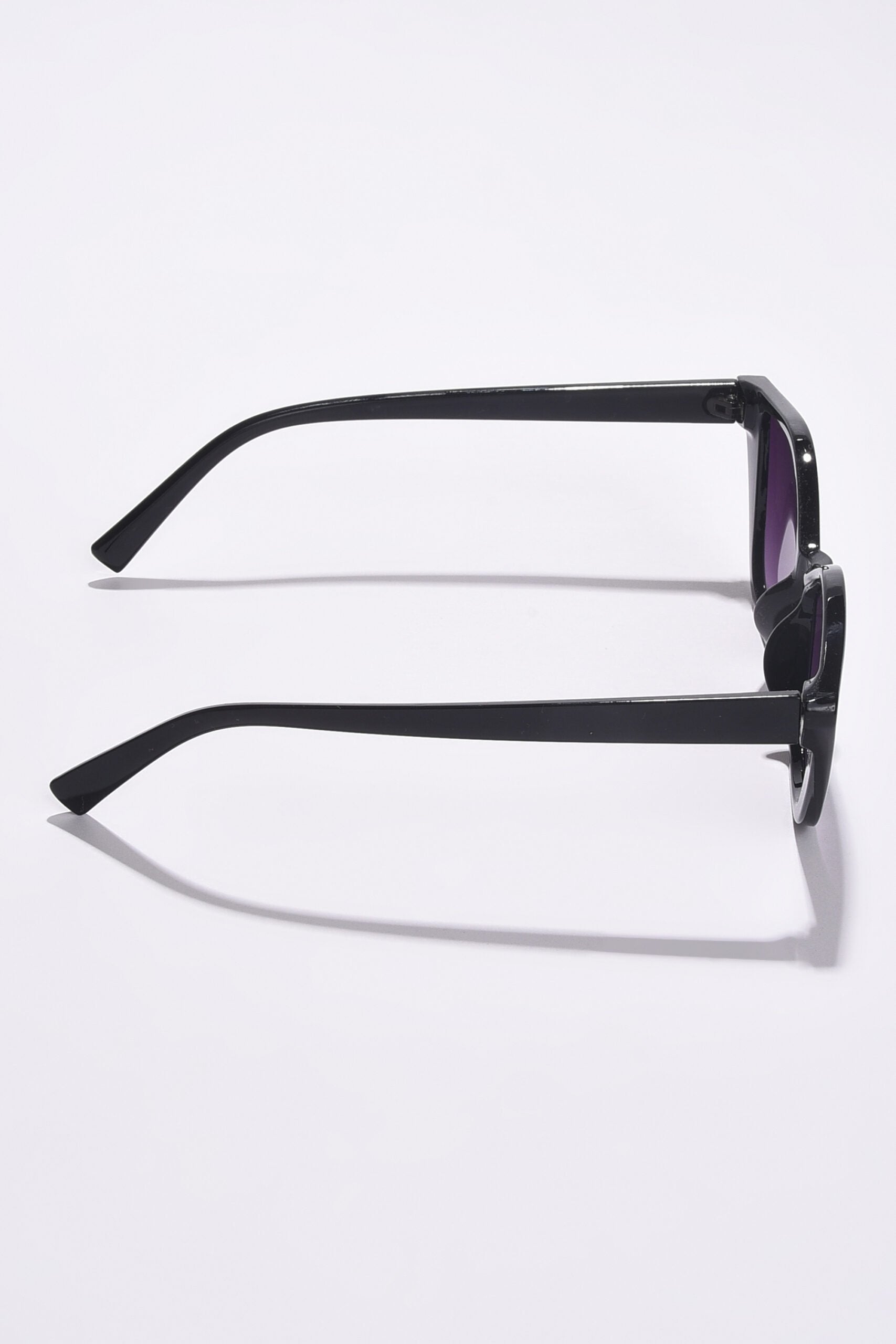 Women Purple Lens Black Cateye Sunglasses