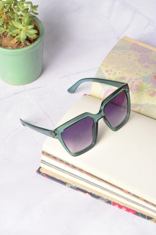 Women Purple Lens Green Wayfarer Sunglasses