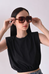 Women Brown Lens Brown Oversized Sunglasses