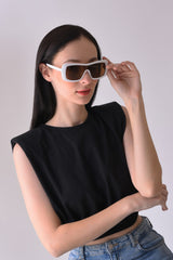 Women Brown Lens White Wayfarer Sunglasses