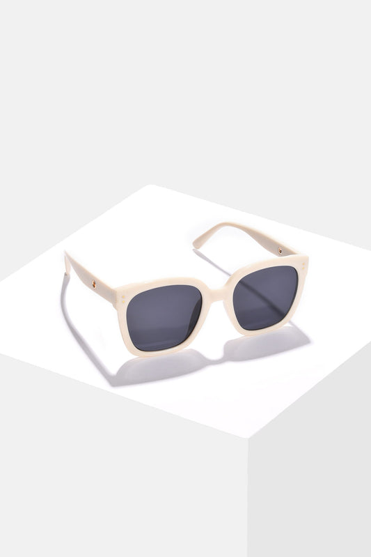 Women Black Lens White Butterfly Sunglasses