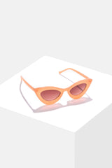 Women Brown Lens Orange Cateye Sunglasses