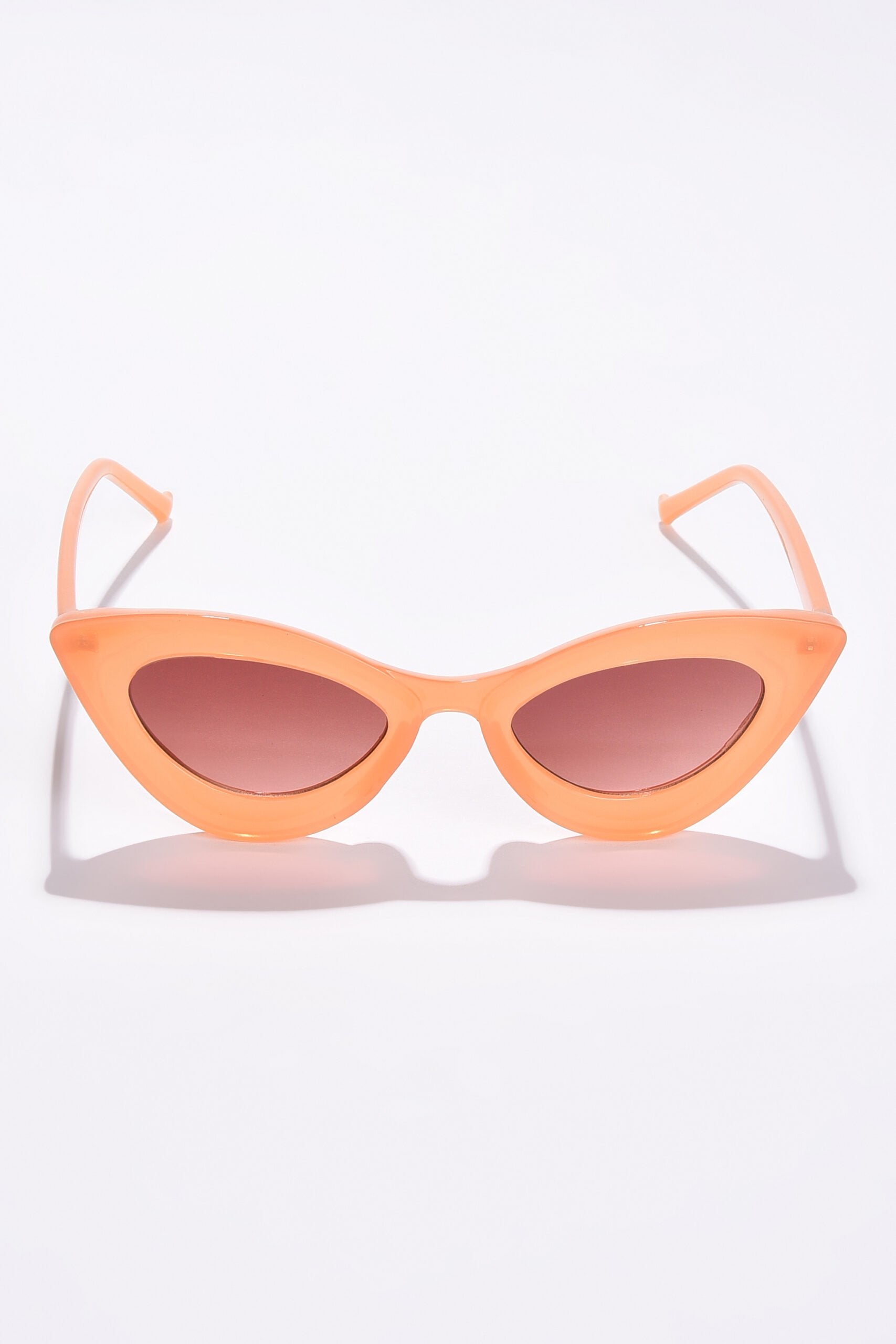 Women Brown Lens Orange Cateye Sunglasses