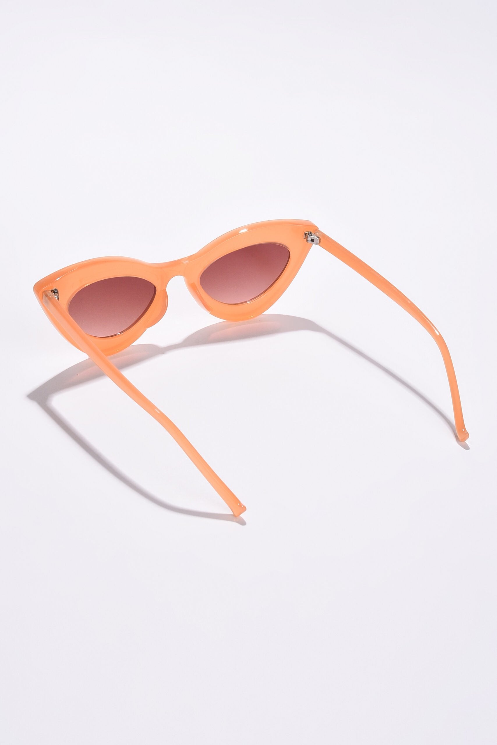 Women Brown Lens Orange Cateye Sunglasses