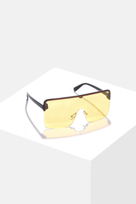 Women Yellow Lens Black Oversized Sunglasses