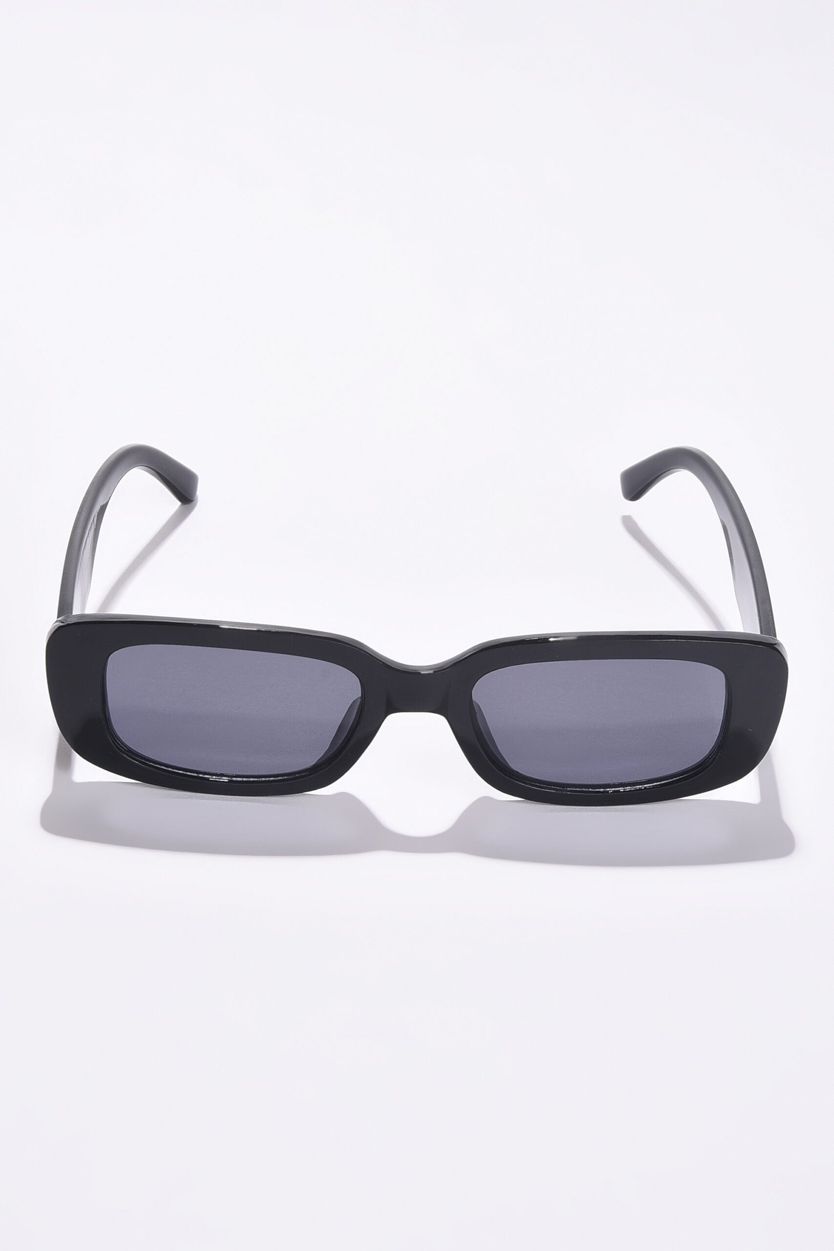 Women Black Lens Black Rectangle Sunglasses