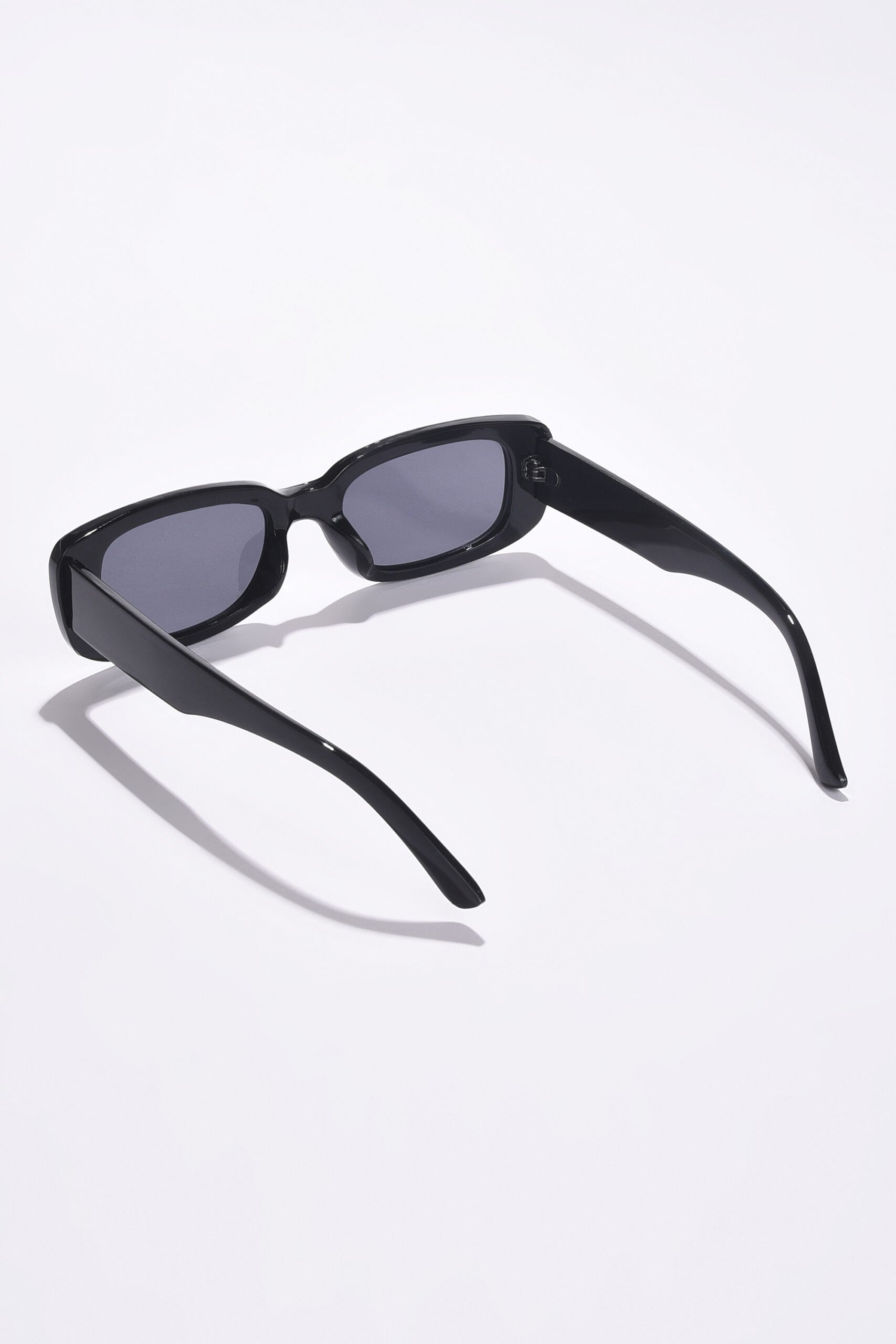 Women Black Lens Black Rectangle Sunglasses