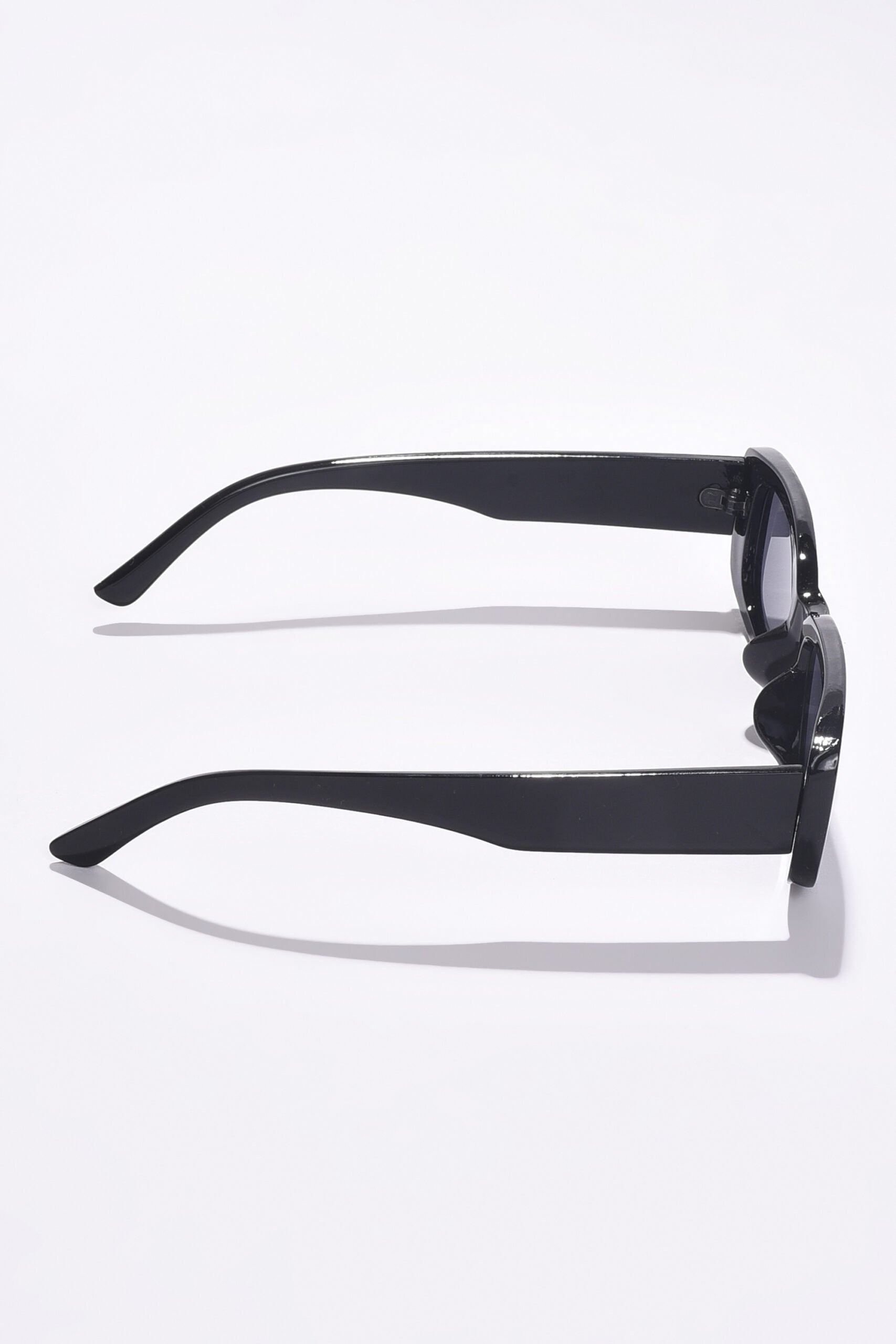 Women Black Lens Black Rectangle Sunglasses