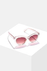 Women Brown Lens White Cateye Sunglasses