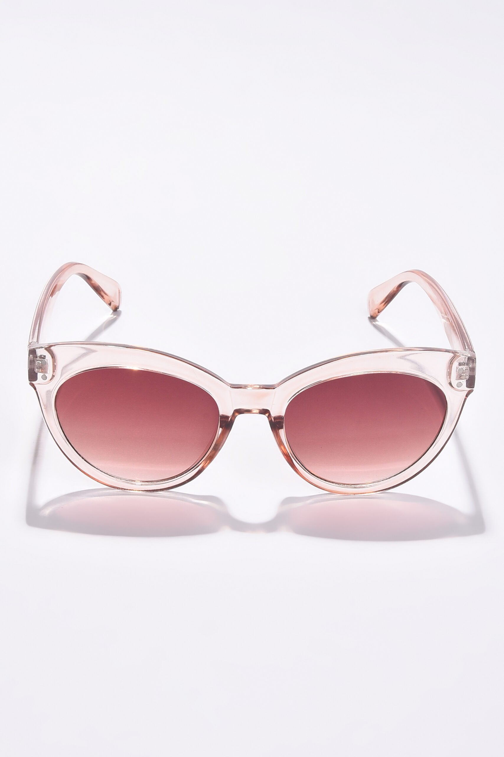 Women Brown Lens White Cateye Sunglasses