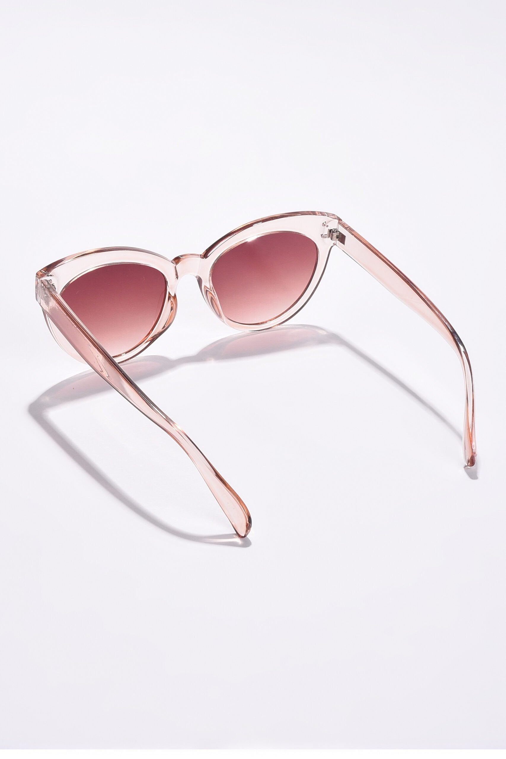 Women Brown Lens White Cateye Sunglasses