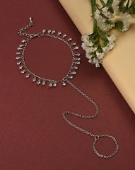 Silver Plated Designer Stone Anklet