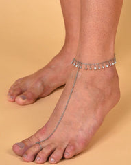 Silver Plated Designer Stone Anklet