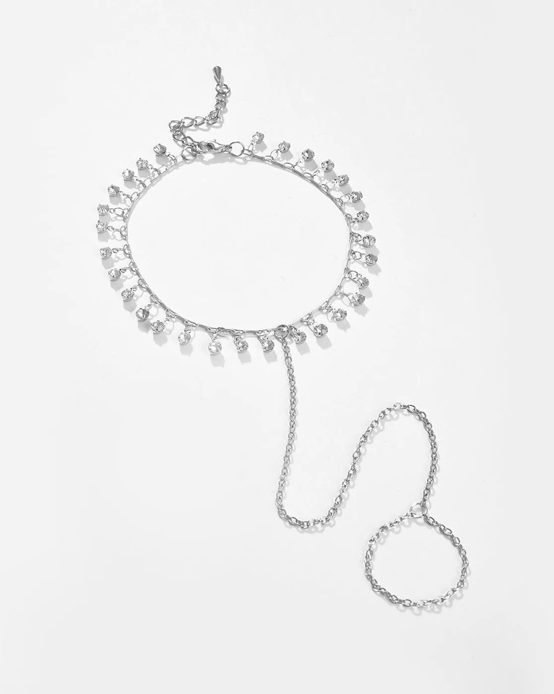 Silver Plated Designer Stone Anklet