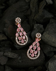 American Diamond Gold Plated Drop Earring