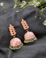 Gold Plated Designer Leaf Shaped Jhumkas