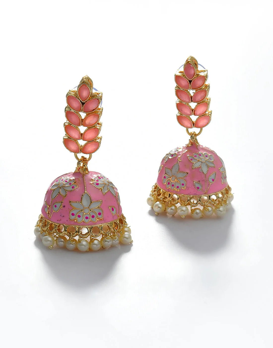 Gold Plated Designer Leaf Shaped Jhumkas