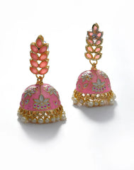 Gold Plated Designer Leaf Shaped Jhumkas