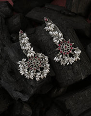 Silver Plated Floral Drop Earring