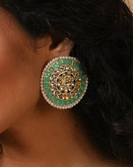 Gold Plated Kundan Pearl Stud