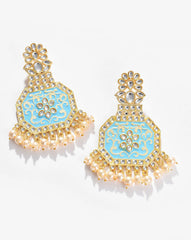 Gold Plated Kundan Pearl Drop Earring