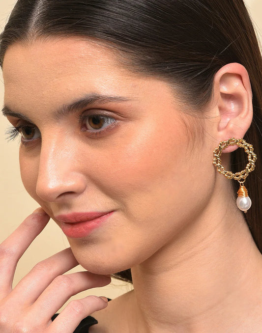 Gold Plated Pearl Beaded Drop Earring