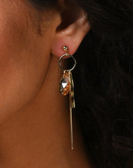 Gold Plated Designer Stone Drop Earring