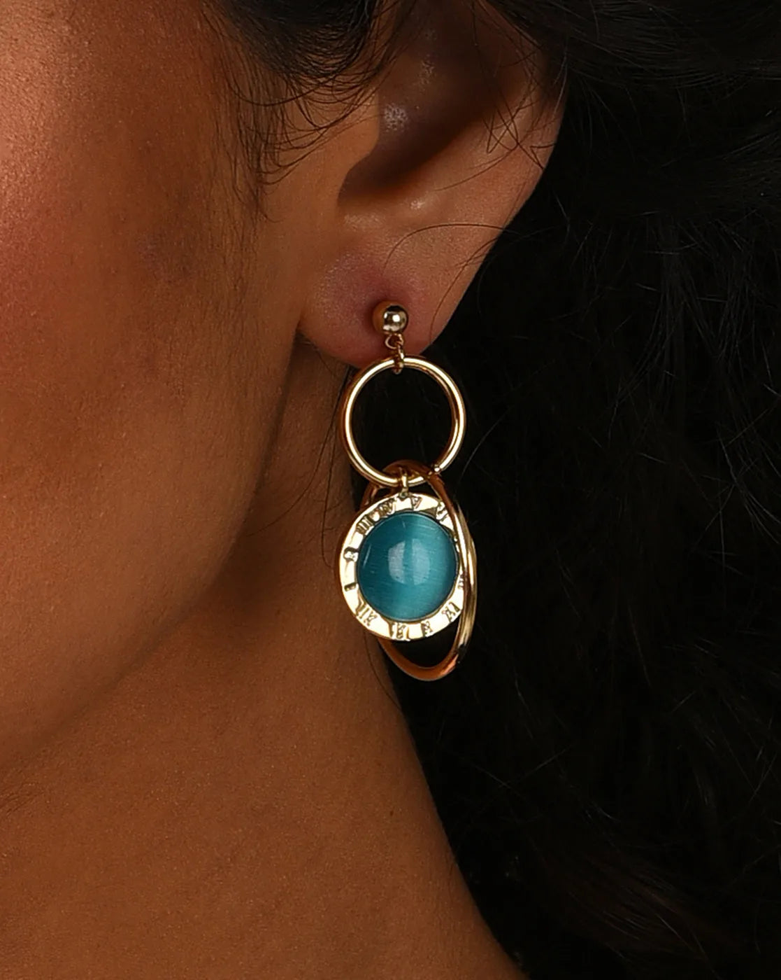 Gold Plated Designer Stone Drop Earring