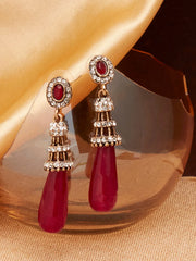 Gold Plated Designer Stone Drop Earring