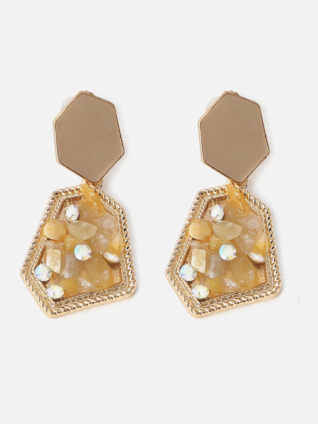 Gold Plated Designer Stone Stud