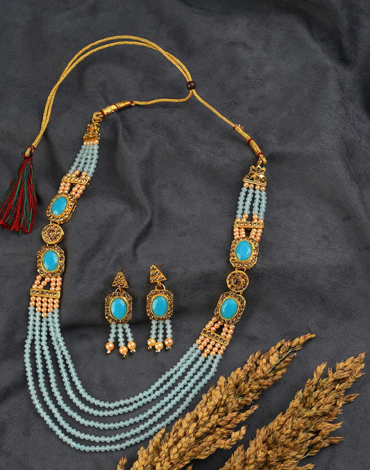 Gold Plated Stone Designer Necklace Set