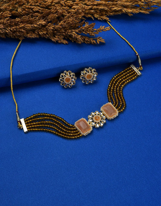 Gold Plated Beaded Necklace Set