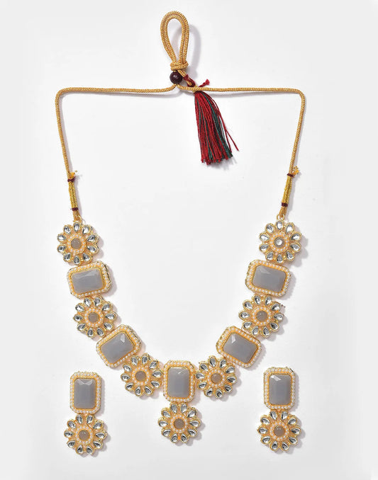 Gold Plated Stone Designer Necklace Set