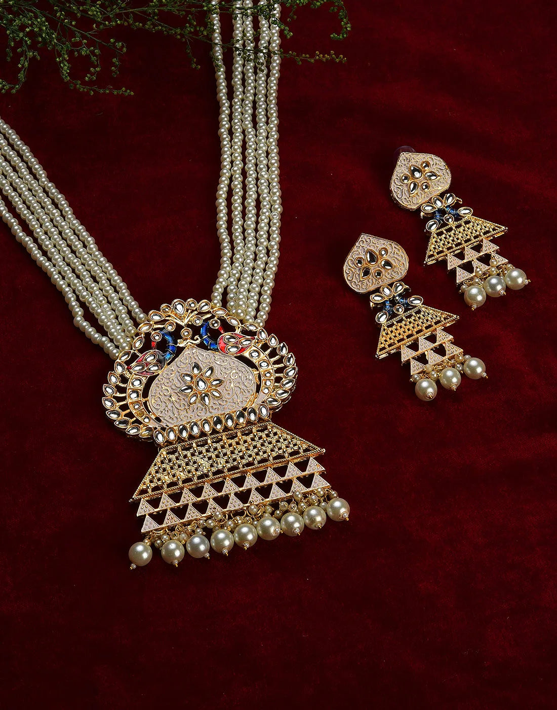 SOHI - Beaded Meenakari Gold Plated Necklace Set