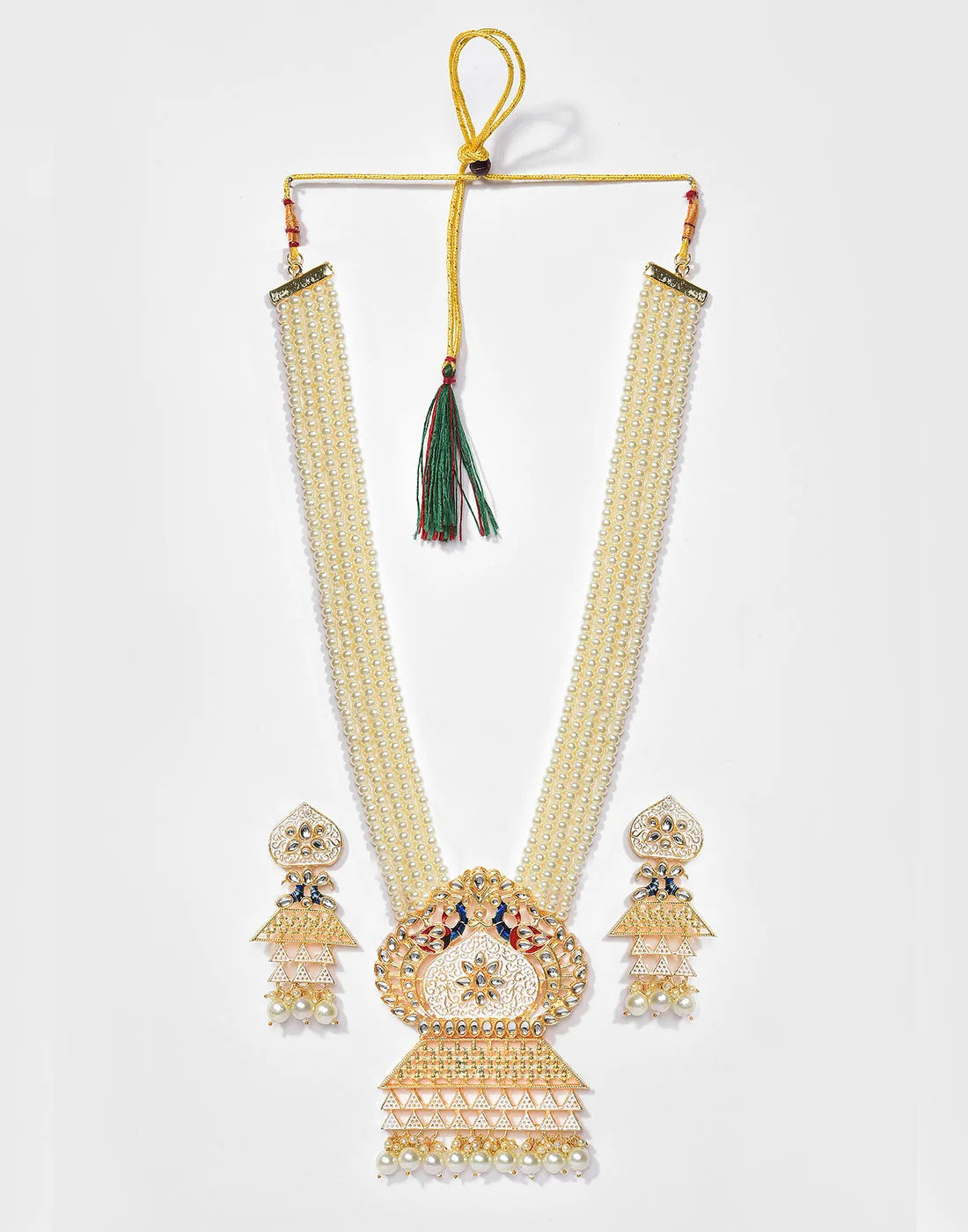 Beaded Meenakari Gold Plated Necklace Set