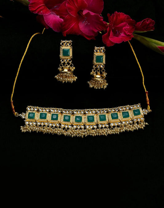 Kundan Pearl Gold Plated Necklace Set